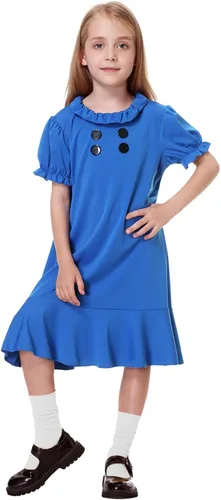 Vista 6 de Lucy - Vestido de Halloween para niños, disfraz de Halloween con mangas con volantes, vestidos familiares de 7 a 8 años