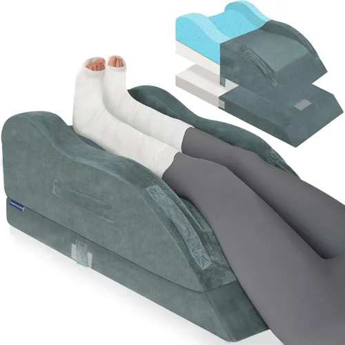 Vista 10 de KingPavonini Almohadas ajustables de elevación de piernas para después de la cirugía, curva ergonómica mantiene la rodilla recta, almohada de espuma