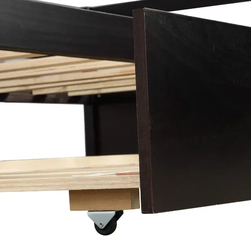 Vista 6 de P PURLOVE Sofá cama de tamaño individual con marco de cama nido, sofá cama de madera para sala de estar, habitación de invitados, dormitorio