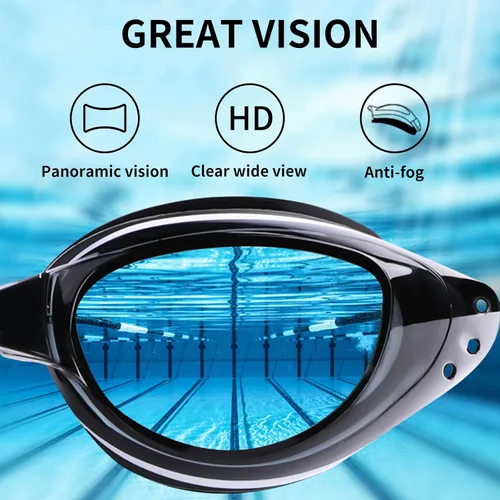Vista 2 de Gafas de natación, paquete de 2 gafas de natación antivaho, anti-UV, sin fugas, adultos, hombres, mujeres y jóvenes Negro