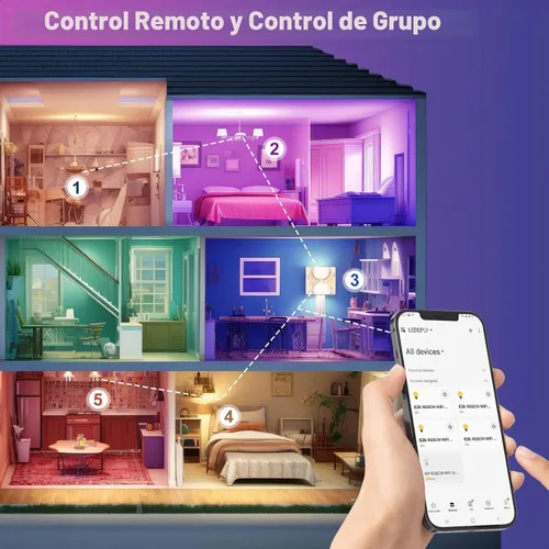 Vista 6 de Bombilla inteligente A15, bombillas LED WiFi E12, compatible