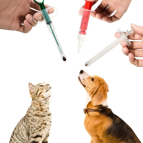 Vista 2 de Patelai Dispensador de jeringas para perros y gatos, 3 unidades, dispensador de jeringas reutilizables para mascotas, dispensador de alimentación