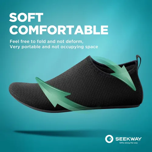 Vista 3 de SEEKWAY Water Shoes Quick-Dry Aqua Socks Barefoot Slip-on for Beach Pool Swim River Yoga Lake Surf Women Men Black SK001