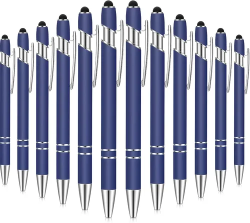 Vista 10 de Tenare 12 piezas 2 en 1 bolígrafo de metal con punta de lápiz capacitivo, bolígrafo de 1,0 mm de tinta negra para pantallas táctiles (color surtido)