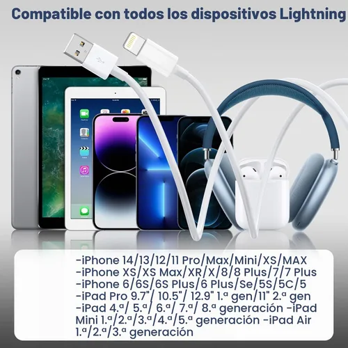 Vista 2 de Cargador de iPhone con certificación MFi para iPhone 5-14