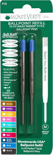 Vista 2 de Monteverde Parker Style Ballpoint Refill, Extra Fine, Black, 6 Pack