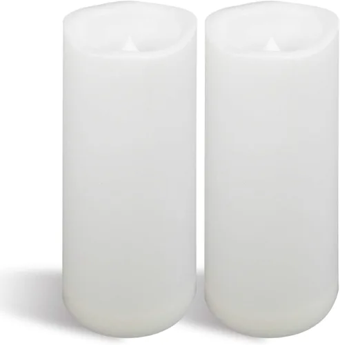 Vista 10 de CANDLE CHOICE Velas impermeables sin llama para exteriores, funcionan con pilas, con temporizador, gran resina plástica brillante, parpadeante