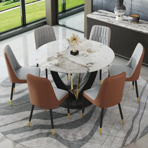 Vista 19 de gopop Juego de mesa de comedor redonda para 4, juego de mesa de comedor