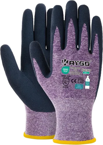 Vista 9 de KAYGO Guantes de trabajo para mujer, guantes de trabajo de seguridad ecológicos con revestimiento de goma transpirable, KGE19L, 3 pares Excellent