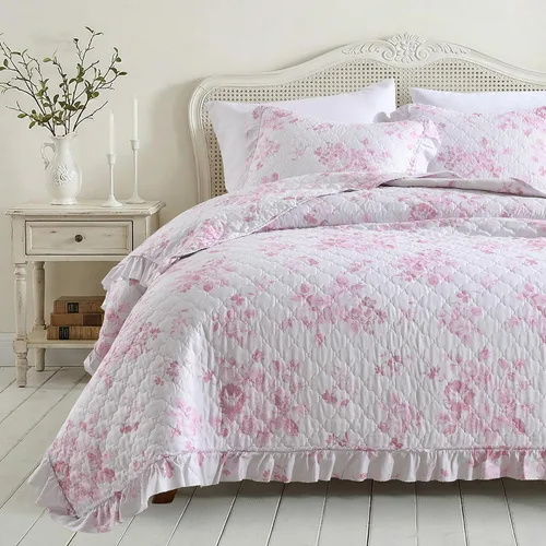 Vista 13 de HORIMOTE HOME Edredón beige con volantes, tamaño individual, microfibra lavada a la piedra, ligera, arrugada, rústica, desgastada, elegante, 2