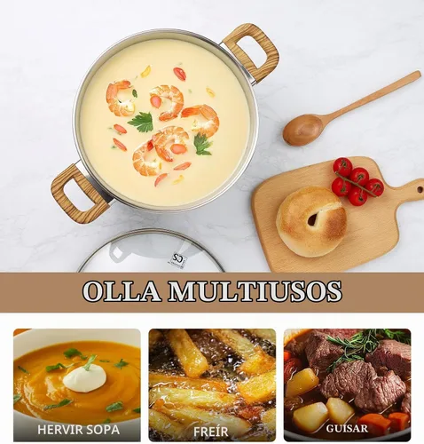 Vista 4 de Olla de acero inoxidable KOCH SYSTEME CS - Olla de inducción de acero inoxidable de 6 cuartos con tapa para pasta, sopa, espaguetis, ollas de sopa