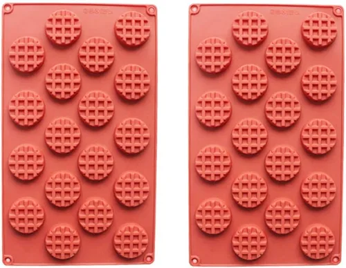 Vista 3 de Juego de 2 piezas/juego de moldes de silicona para gofres de 18/20 cavidades, molde para hornear galletas, molde para hornear, herramienta