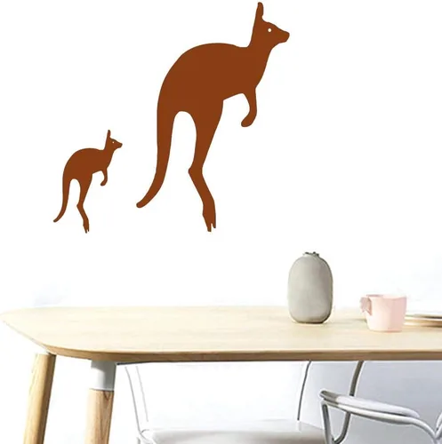 Vista 3 de Calcomanía de pared con diseño de canguros de mamá e niño, vinilo de animales para el hogar, murales de PVC para sala de estar, escuela, aula