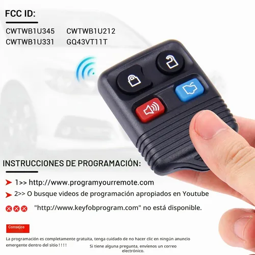 Vista 4 de Recambio de control remoto para entrada sin llave, compatible con Escape, Focus, Fusion, Mustang, Taurus, Explorer, Lincoln, Mercury Llavero