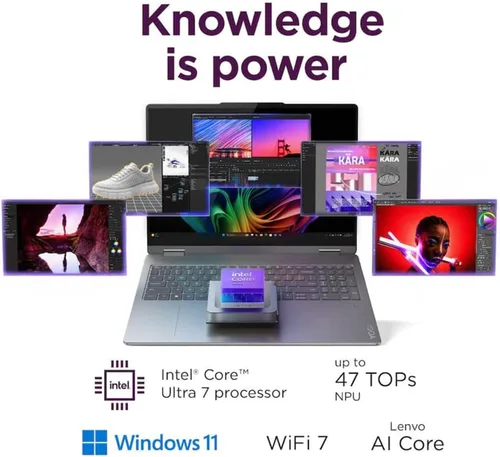 Vista 4 de Lenovo Portátil Yoga 7i 2 en 1 2026, Intel Core Ultra 7 256V, Intel Arc Gris lunar