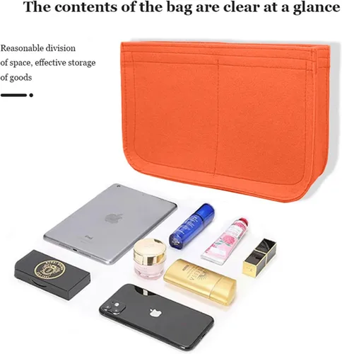 Vista 3 de Organizador de fieltro-para Hermes Evelyne III tpm pm gm bolsa inserción mini 16 29 33 bolso organizador Y003 naranja-L