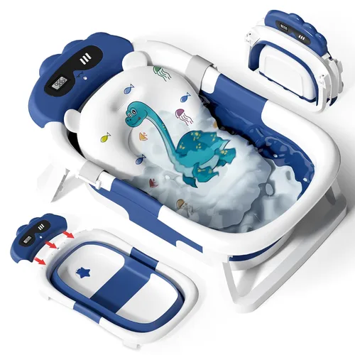 Vista 11 de AVIDOR Bañera de bebé 2 en 1 con soporte para recién nacidos y bebés, bañera plegable para bebés, regalos de baby shower para nuevos padres, gris