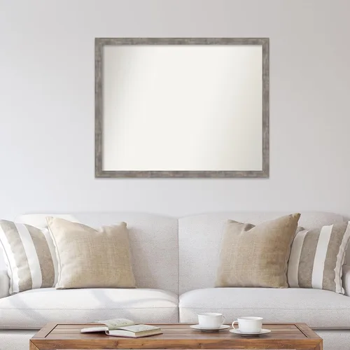 Vista 143 de Amanti Art Silver Bathroom Mirror for Over Sink, 26x35 Custom Made Marred Pewter Rectangle Vanity Mirror, Large Casual Wood Frame, Hangs Horizonally
