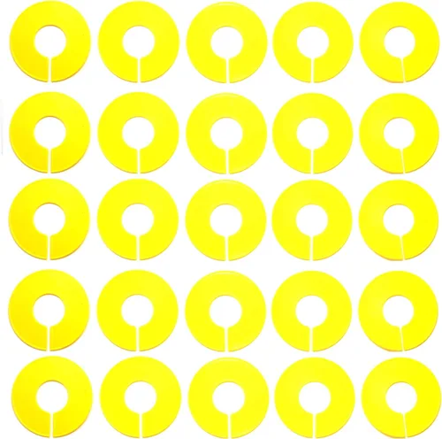 Vista 6 de Divisores de tamaño de estante en blanco redondos de plástico amarillo - Paquete múltiple (10)