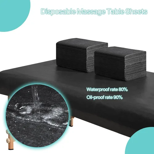 Vista 4 de Sábanas desechables para mesa de masaje, 50 piezas de 31 x 71 pulgadas, impermeables, tela suave no tejida, para mesa de masaje, cubierta de cama