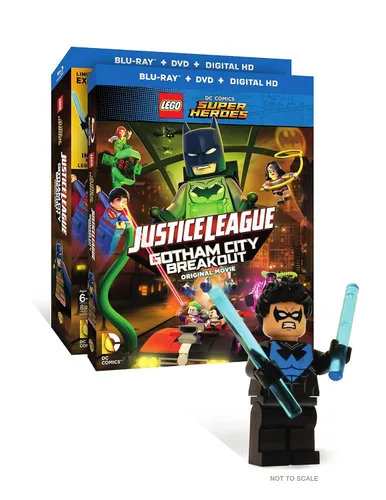 Vista 2 de LEGO DC Comics Super Heroes Justice League Gotham City Breakout Blu-ray DVD Digital HD Includes Nightwing Lego Mini figure