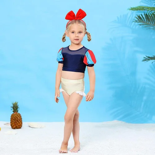 Vista 5 de Lito Angels Traje de baño de dos piezas de princesa para niños, traje de baño con falda