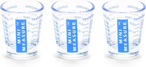 Vista 23 de Kolder Medida Mini de Vidrio Pesado, 20 Mediciones Incrementales Vaso de Chupito Medidor Multiusos para Líquido y Seco, Negro, Juego de 2