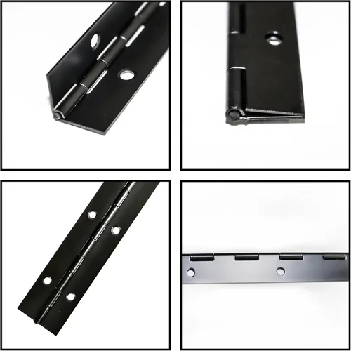 Vista 7 de 4 piezas, bisagra de piano de acero inoxidable negro de 30 cm de alta resistencia continua para puertas de gabinete, carpintería, muebles de madera