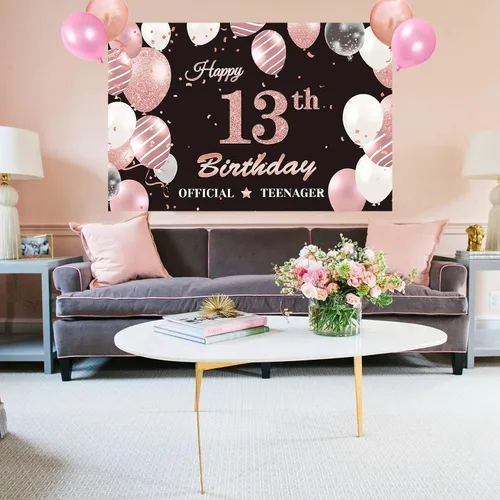 Vista 2 de Cartel de fondo oficial de 13 cumpleaños, cartel oficial de fiesta de cumpleaños de 13 años, fondo de fotografía de feliz cumpleaños de 13 años