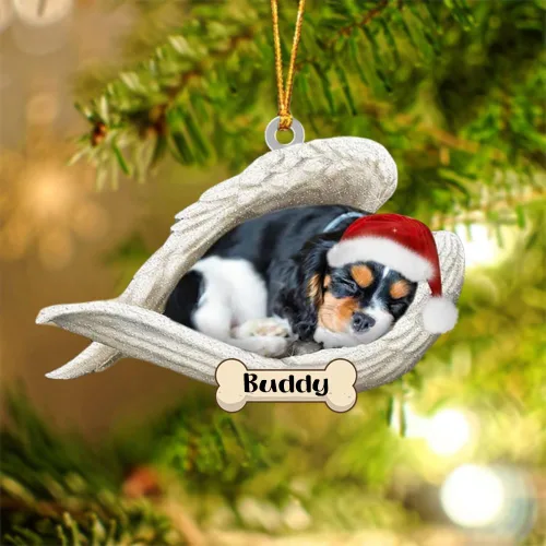 Vista 139 de Afghan Hounds - Adorno de Navidad con alas de ángel durmiente, recuerdo personalizado para perros 2024, adorno de forma acrílica, regalos