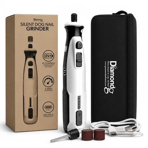 Vista 14 de Diamondg Molinillo de uñas inalámbrico para perros con sonido silencioso y punta LED para perros grandes y pequeños, 4 horas de funcionamiento 003