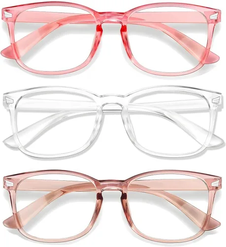 Vista 24 de Lentes de luz azul para mujeres y hombres 99% de bloqueo de luz azul para computadora, juegos, televisión, pantalla de teléfono, marco cuadrado