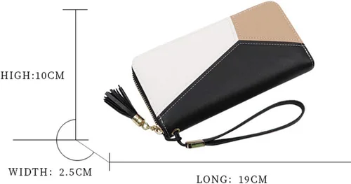 Vista 2 de Cartera larga de piel sintética para mujer, con múltiples ranuras para tarjetas y compartimento espacioso