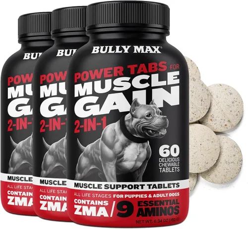 Vista 9 de Comprimidos masticables Bully Max 2 en 1 para construcción muscular para perros - Vitaminas y suplementos para cachorros y perros, suplementos