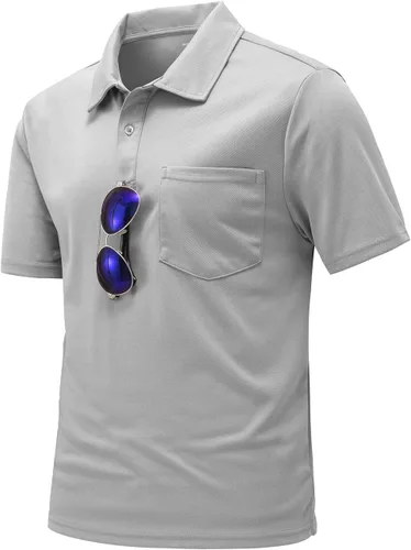 Vista 2 de Camisas polo de manga corta con cuello y bolsillo para hombre