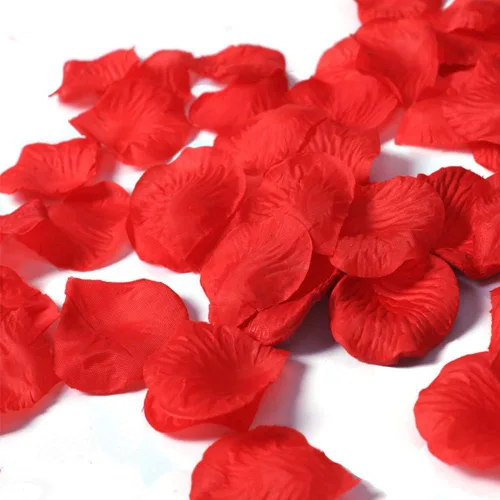 Vista 2 de 1200 pétalos de rosa artificiales de seda para decoración de flores en el hogar, fiesta, día de San Valentín, boda (rojo oscuro)