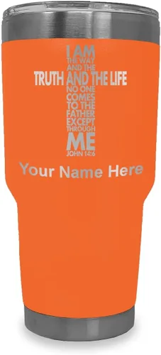 Vista 15 de LaserGram Vaso aislado al vacío de 20 onzas, versículo de la Biblia John 14-6, grabado personalizado incluido (negro) Engraved Gift for Christian