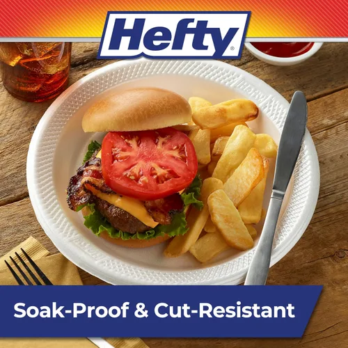 Vista 4 de Hefty Platos de espuma extra fuertes y profundos, redondos, blancos, 10.25 pulgadas, 21