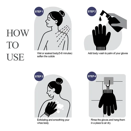 Vista 3 de Evridwear Guantes de baño exfoliantes de doble textura para ducha, spa, masaje y exfoliaciones corporales, removedor de células muertas de la piel