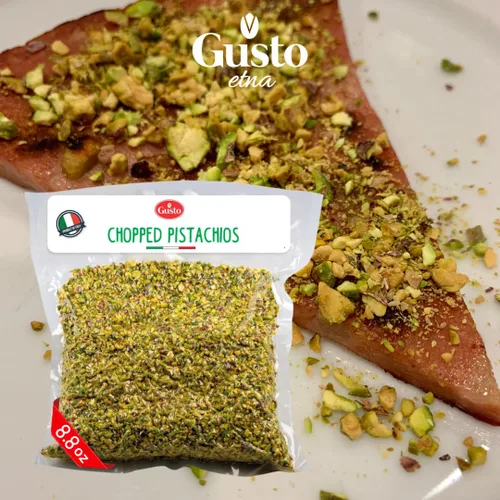 Vista 3 de Pistachos picados, 8.8 oz (250 g), Pistachos crudos sin sal, picados Pistachos para helados, Gusto Etna, sin OMG, Producto de Italia