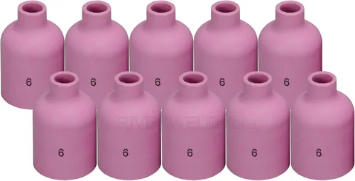 Vista 12 de RIVERWELD TIG - Boquilla de alúmina con lente de gas, vasos de cerámica Jumbo de gran diámetro 53N87 12# 3/4 pulgadas 53N88 5/8 pulgadas #10 53N89