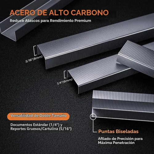 Vista 8 de Marsrock Grapadora resistente para escritorio con 50 hojas, 3000 grapas Negro