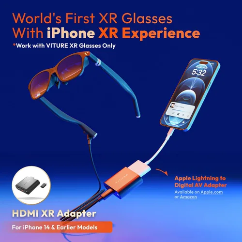 Vista 2 de VITURE Adaptador HDMI XR para iPhone 14 y modelos anteriores, habilitando videos multipantalla/3DoF/VR mejorados, 2.8 horas de duración