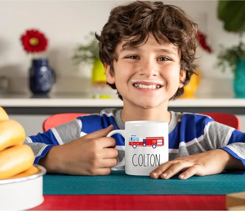 Vista 5 de Taza personalizada para niños y niños Taza personalizada de chocolate caliente, cacao, café y té Nombre personalizado regalo de cumpleaños