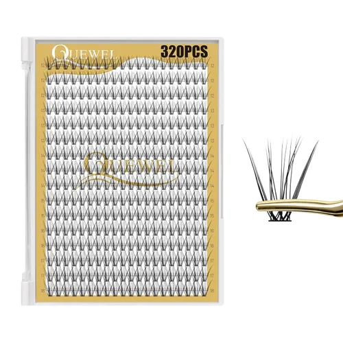 Vista 35 de Kit de racimos de pestañas QUEWEL, 320 piezas, extensiones de pestañas en racimo de 30D, racimos de pestañas de 9-16mm, kit de pestañas dispersas
