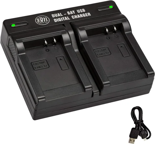 Vista 6 de BM Premium EN-EL12 Cargador de batería dual para Nikon Coolpix A1000 B600 W300 A900 AW100 AW110 AW120 AW130 S6200 S6300 S8200 S9050 S9200 S9300 S940