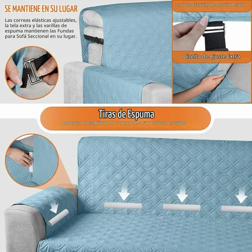 Vista 5 de VANSOFY Fundas de Sofá Seccional Mejoradas 100% Impermeables en Forma de L Funda Reversible para Chaise Lounge Funda Protectora de Sofá Seccional