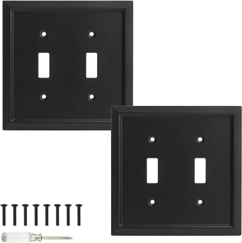 Vista 15 de Placa de pared, cubiertas de toma de corriente dúplex, cubierta de interruptor de luz negro mate - Placa de cubierta de toma de corriente eléctrica
