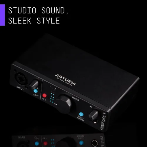 Vista 3 de Arturia MiniFuse 1 - Interfaz de audio USB compacta con software creativo para grabación, producción, podcasting, guitarra, color negro 1x Xlr and