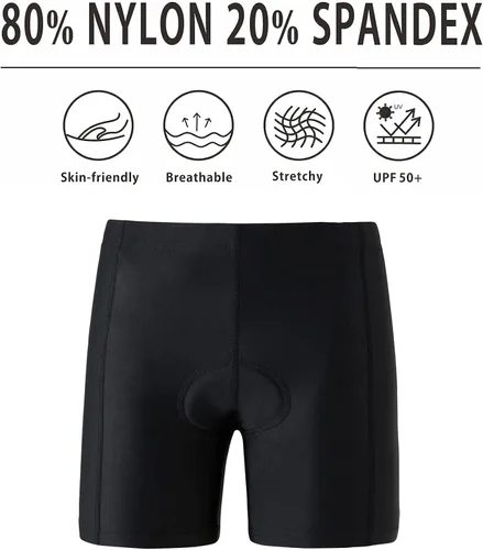 Vista 4 de KID1234 Pantalones de ciclismo para niños, pantalones cortos acolchados 3D, pantalones cortos de ciclismo para niñas, pantalones cortos negros